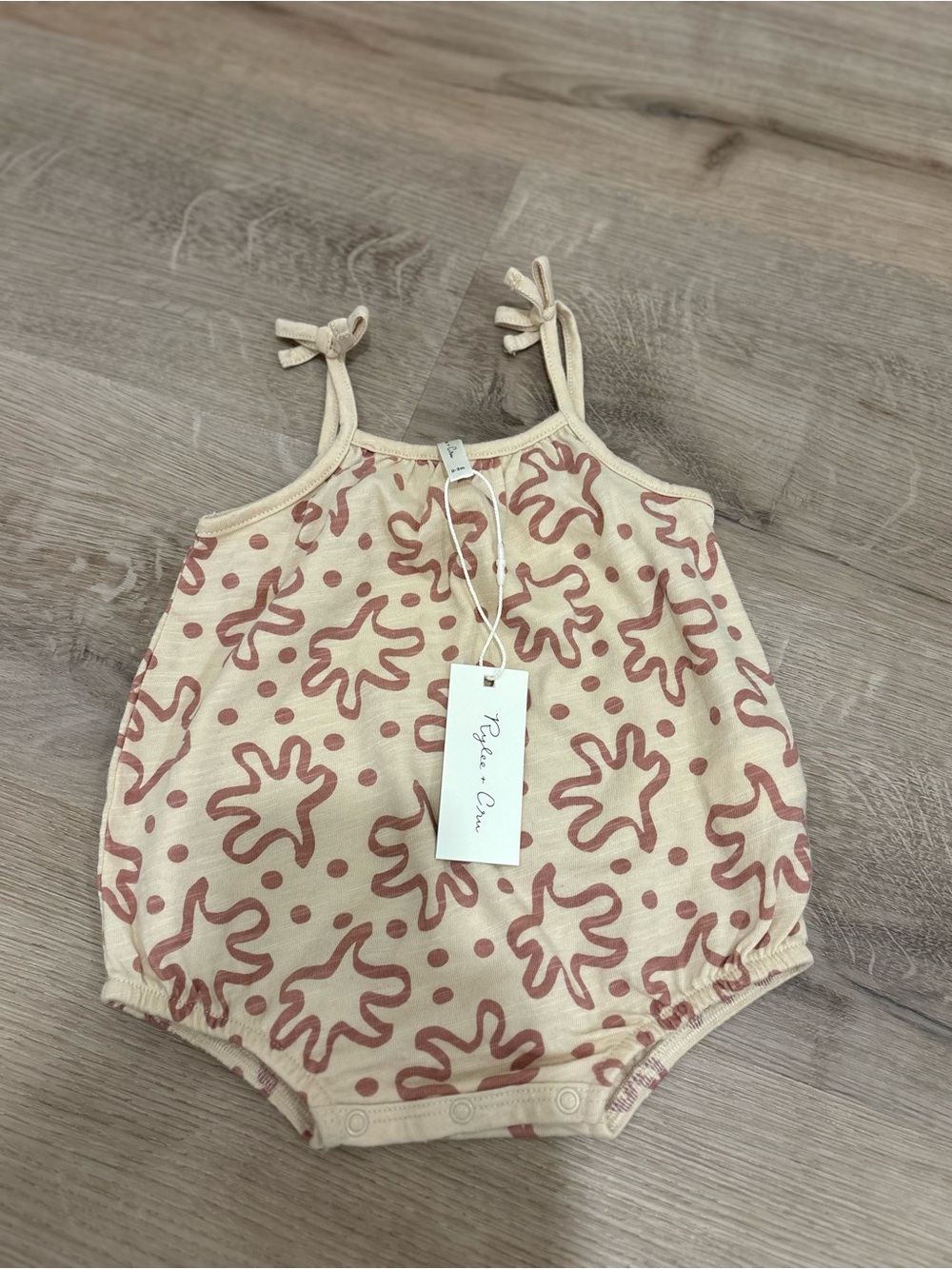 NWT Rylee + Cru Cream One-Piece with Terracotta Starburst Print